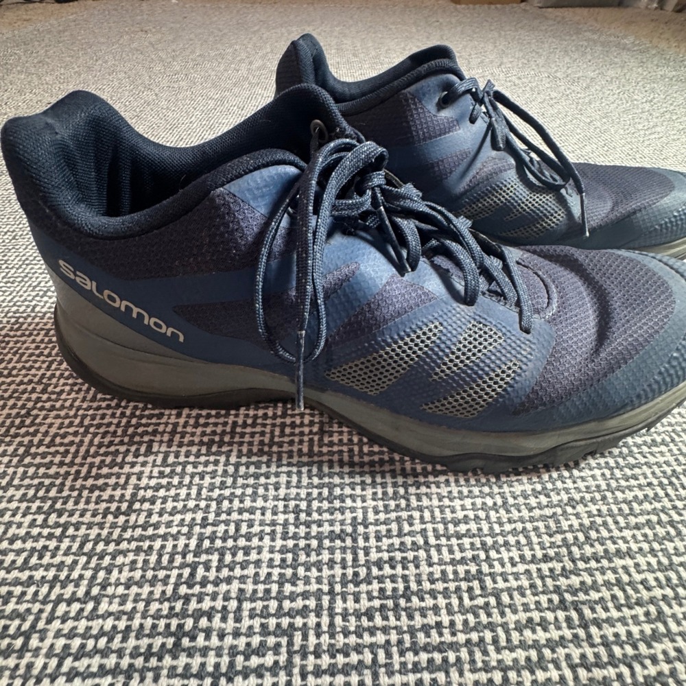 Salomon X Reveal Mens Hiking Shoes Navy Blue Grey Low Top Trail Sneakers 11